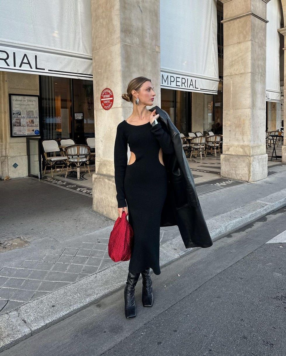 Cut-Out Knit Dress with Leather Coat for a Chic Birthday Evening Cut-Out Knit Dress with Leather Coat for a Chic Birthday Evening — Birthday Outfits 2027