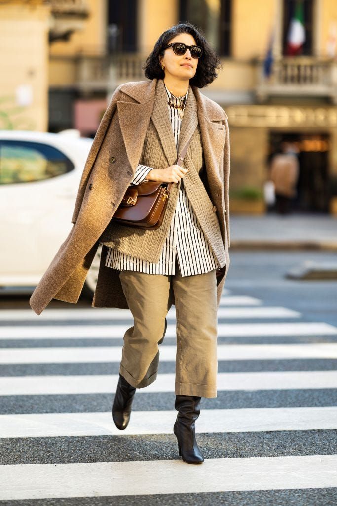 Brown Wool Coat and Checked Blazer for Smart Casual Brown Wool Coat and Checked Blazer for Smart Casual — Italy Outfits 2027
