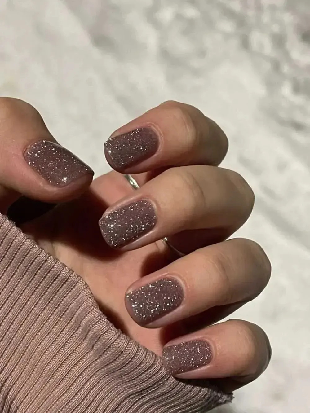 Deep Glossy Brown with Red Undertones Squares — Espresso Nails 2027