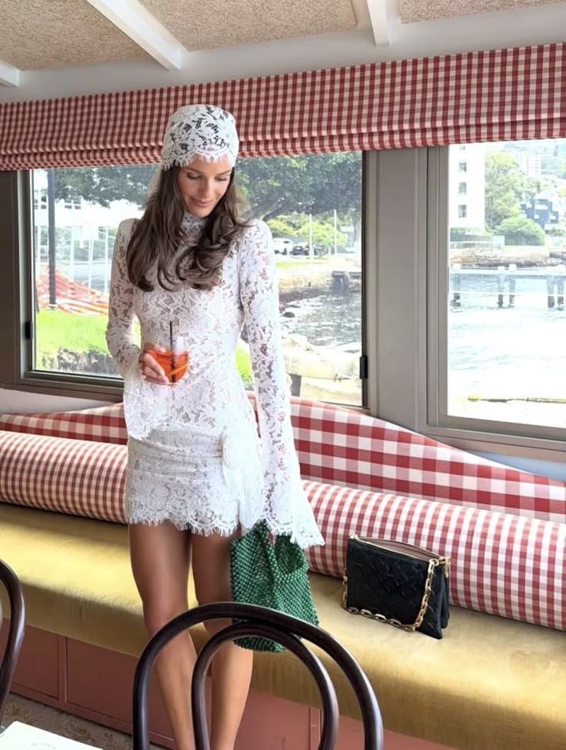 All-White Lace Set with Bell Sleeves and Headscarf — Coquette Lace Outfits 2027