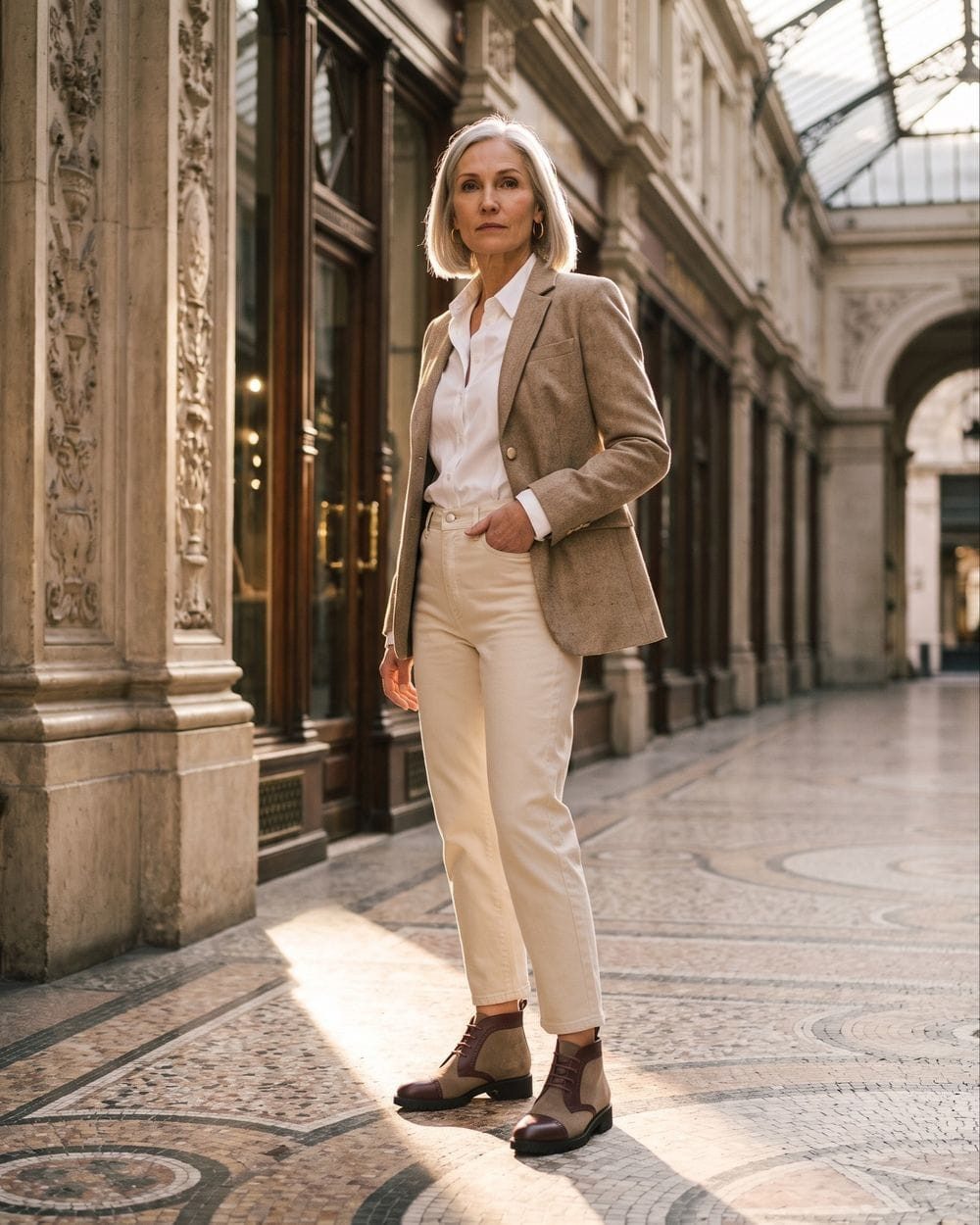 Tweed Blazer and Cream Trousers: Smart Casual Networking with Texture Tweed Blazer and Cream Trousers: Smart Casual Networking with Texture — Networking Outfits 2027