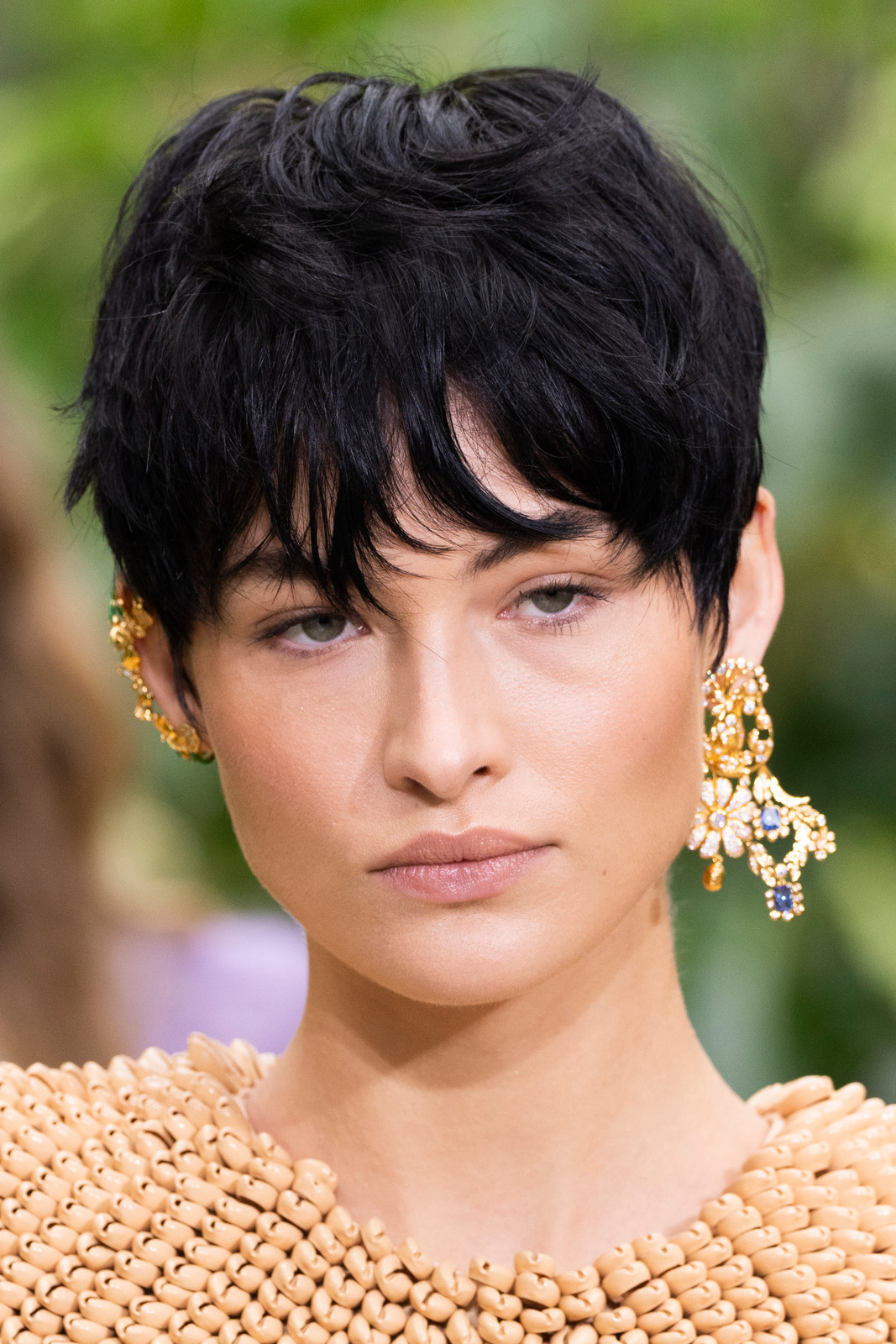 Choppy Bangs Dark Brown Pixie — Pixie 2027 for Oval Face