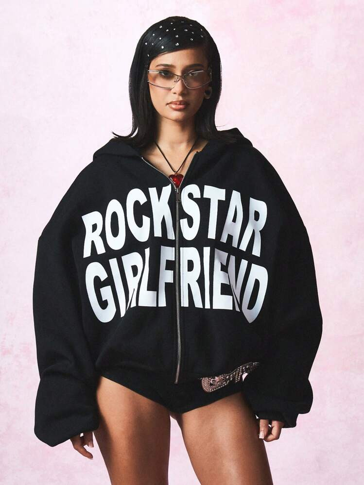 Graphic Hoodie Statement: 'Rockstar Girlfriend' Design Graphic Hoodie Statement: 'Rockstar Girlfriend' Design — Rockstar Girlfriend Outfits 2027