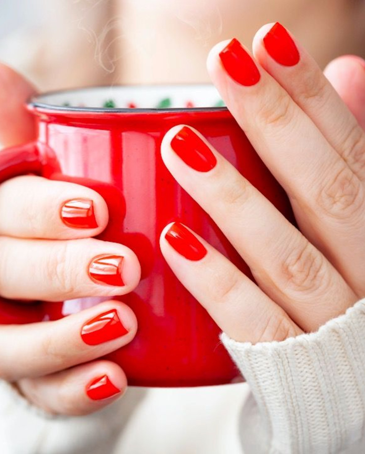 Bright Red White Sheer Pink Base Visual Idea Bright Red White Sheer Pink Base Visual Idea — Winter Red Nails 2027