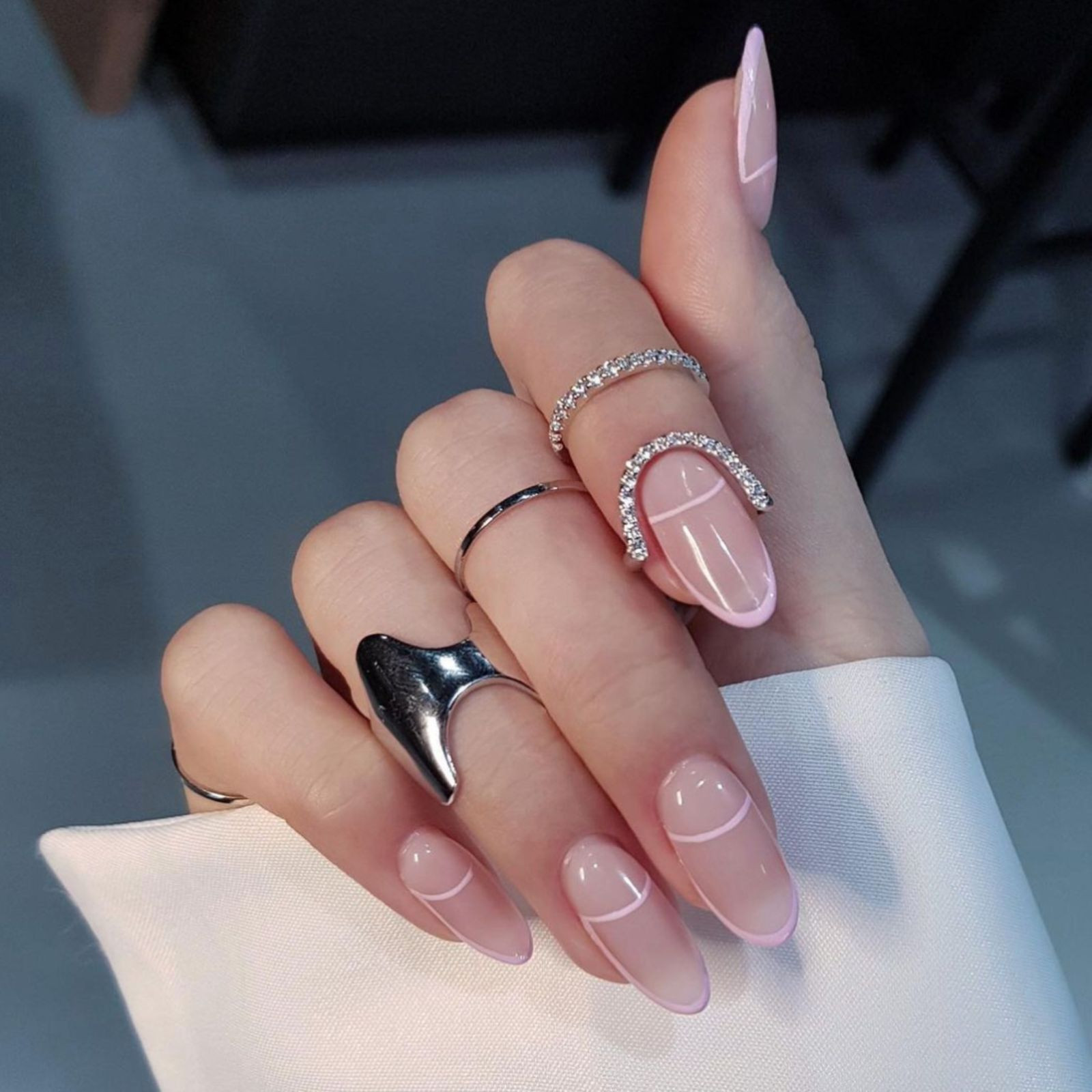 Minimalist Line Art Almond Nails Minimalist Line Art Almond Nails — Engagement Nails 2027