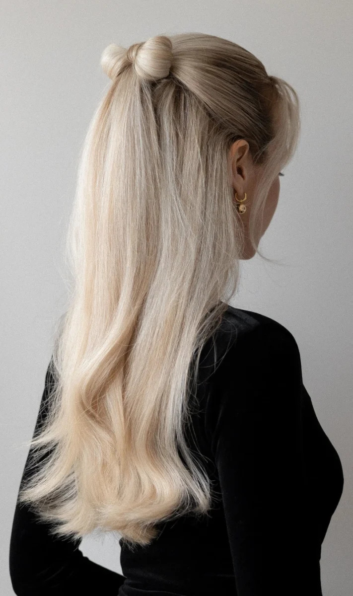 Side-Swept Half-Up with Bow — Ribbon Hairstyles 2027