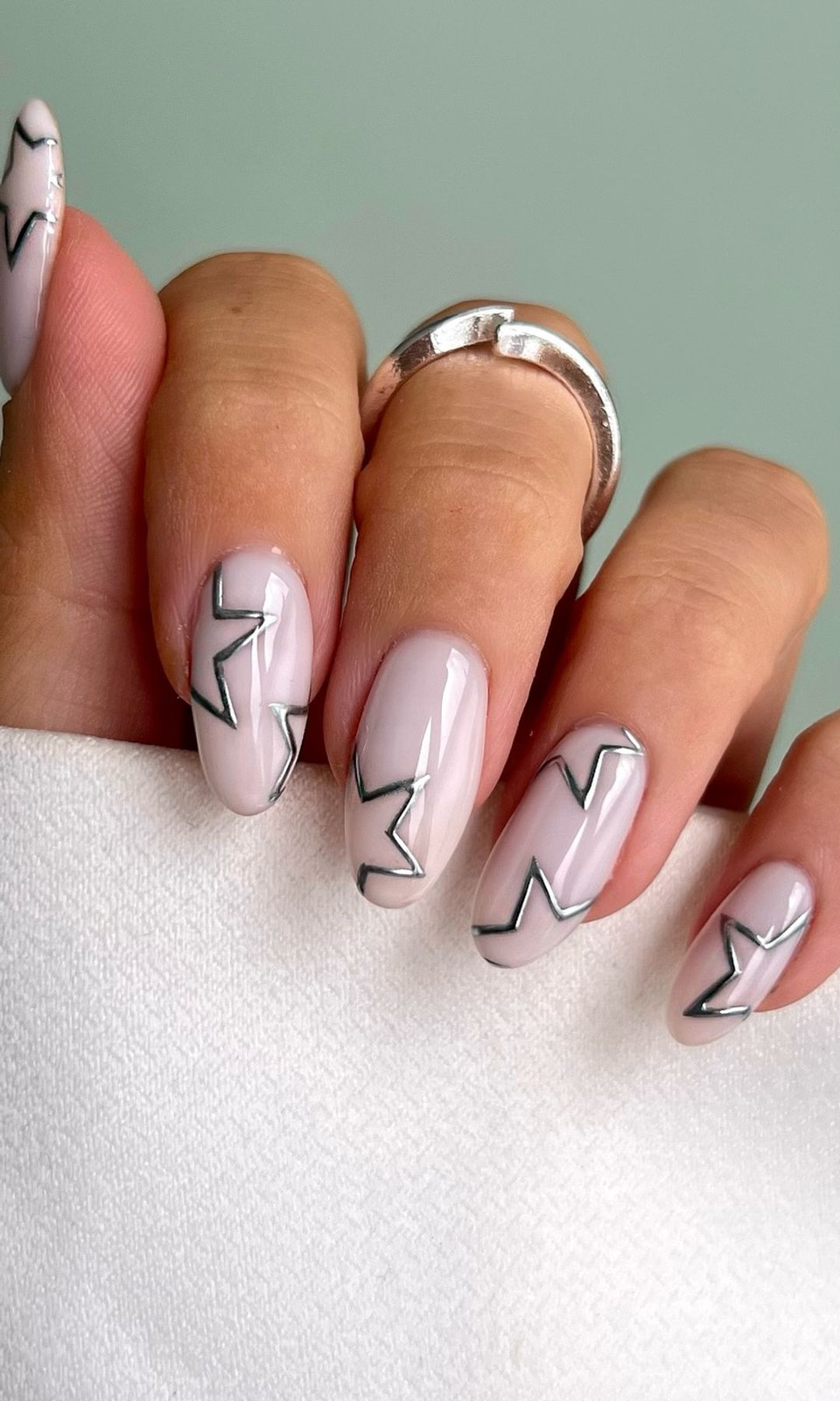 Silver Geometric Lines On All Nails Visual Idea — Nail Designs 2027
