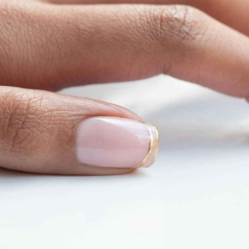 Gold Foil Cuticle Accent Short Square Gold Foil Cuticle Accent Short Square — Nude Wedding Nails 2027