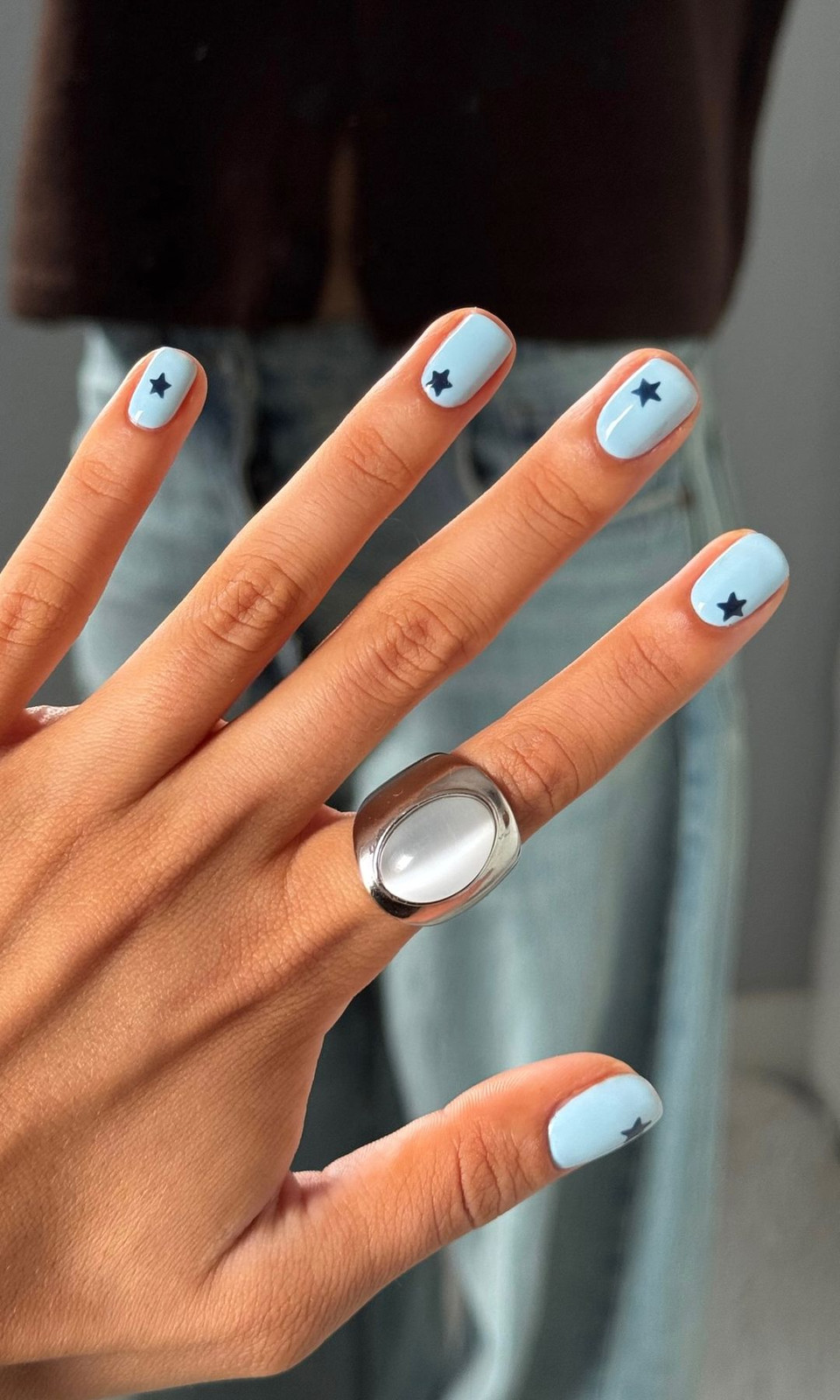 Pastel Blue with Black Star Nails Pastel Blue with Black Star Nails — Spring Nail Colors 2027