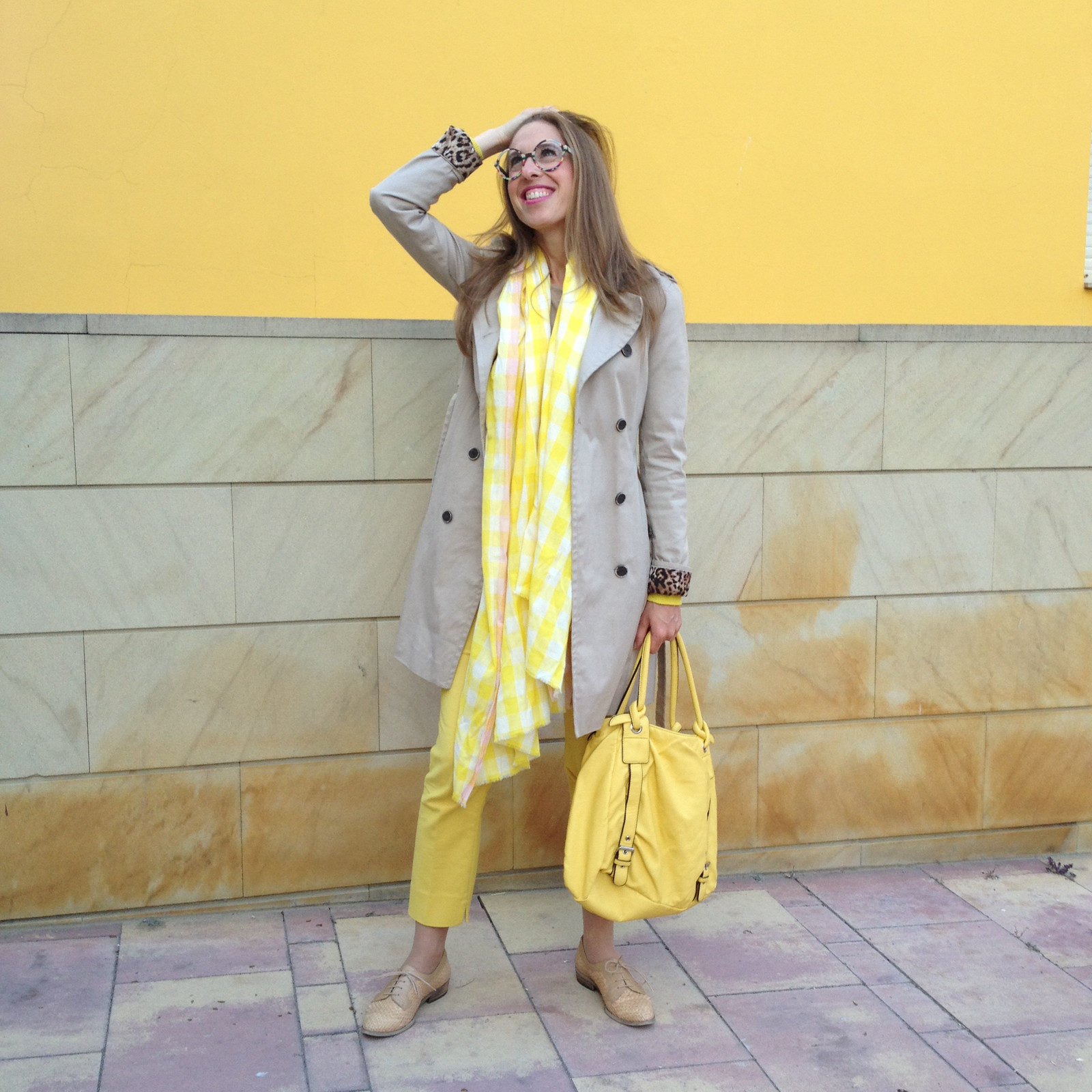 Pale Yellow Trousers with Beige Trench Coat Pale Yellow Trousers with Beige Trench Coat — Pale Yellow Outfits 2027