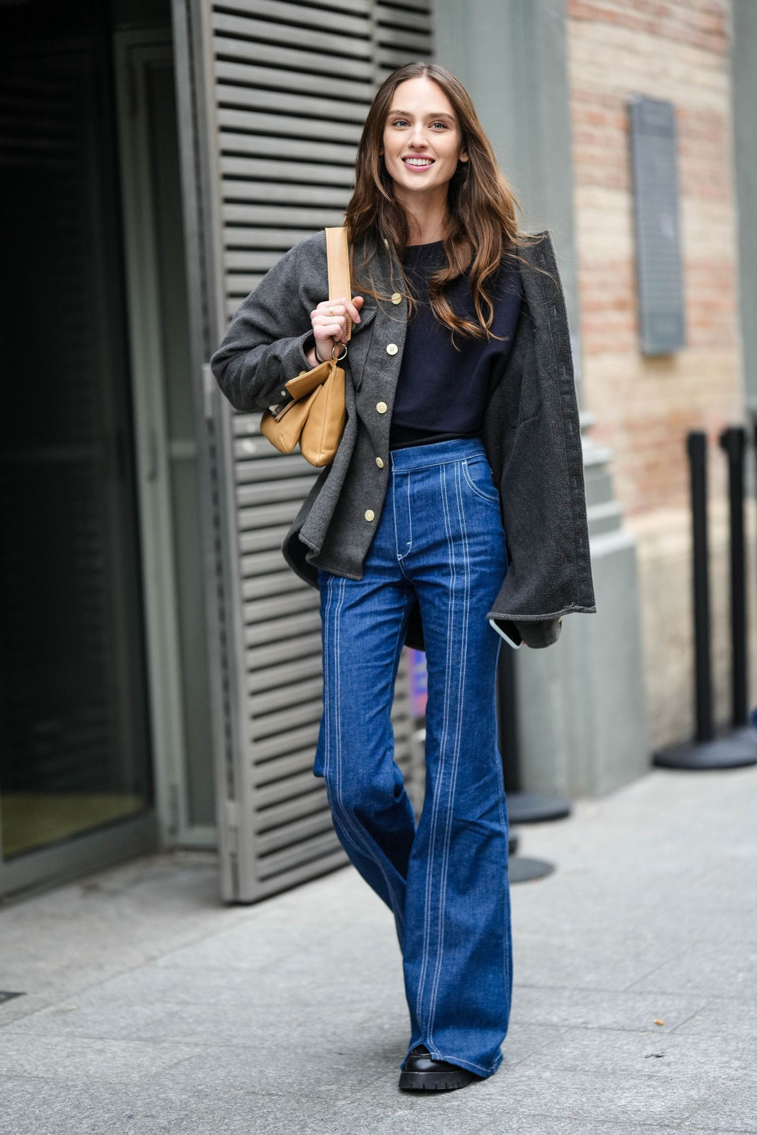 Denim Flair: Pinstripe Jeans with Oversized Jacket and Chunky Boots Denim Flair: Pinstripe Jeans with Oversized Jacket and Chunky Boots — Flare Leggings Outfits 2027