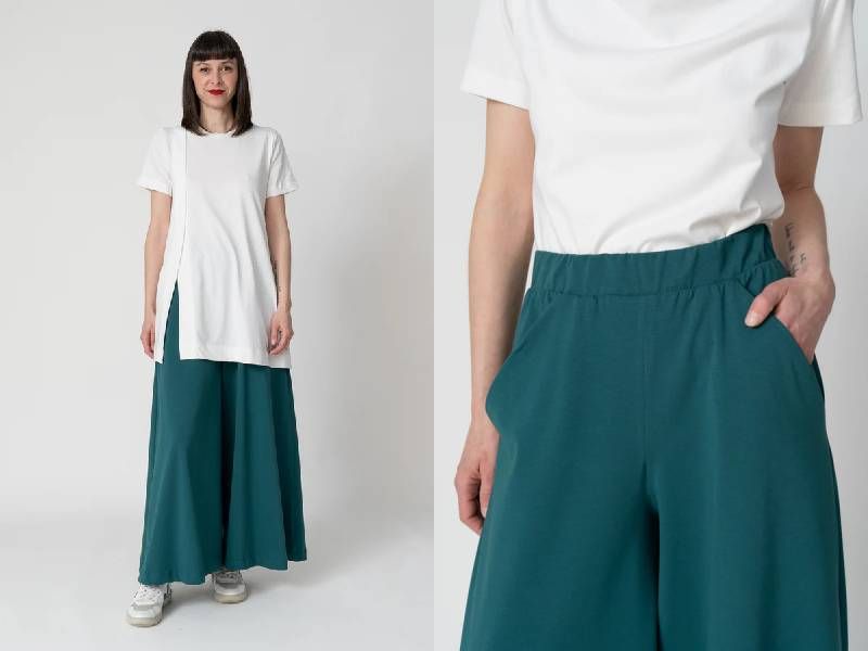 White Tunic Over Teal Wide-Leg Pants for a Relaxed Look White Tunic Over Teal Wide-Leg Pants for a Relaxed Look — Everyday Outfits 2027