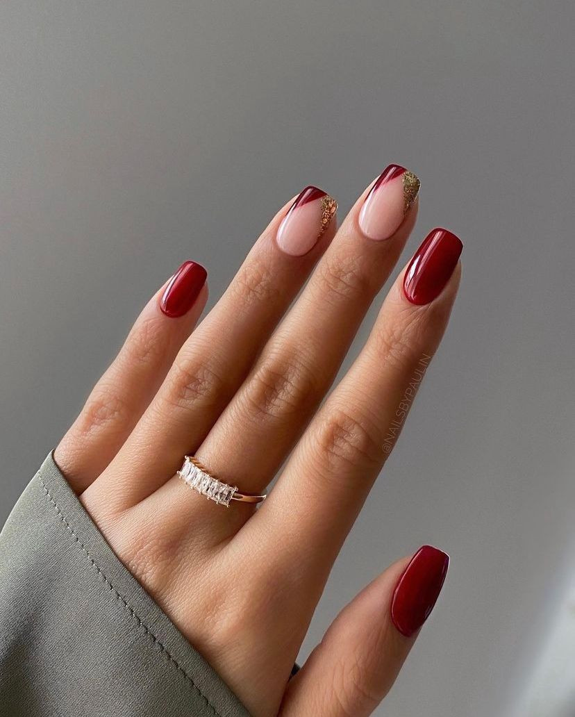 Deep Red French Tip Coffin Nails Deep Red French Tip Coffin Nails — Nails 2027 for Fair Skin