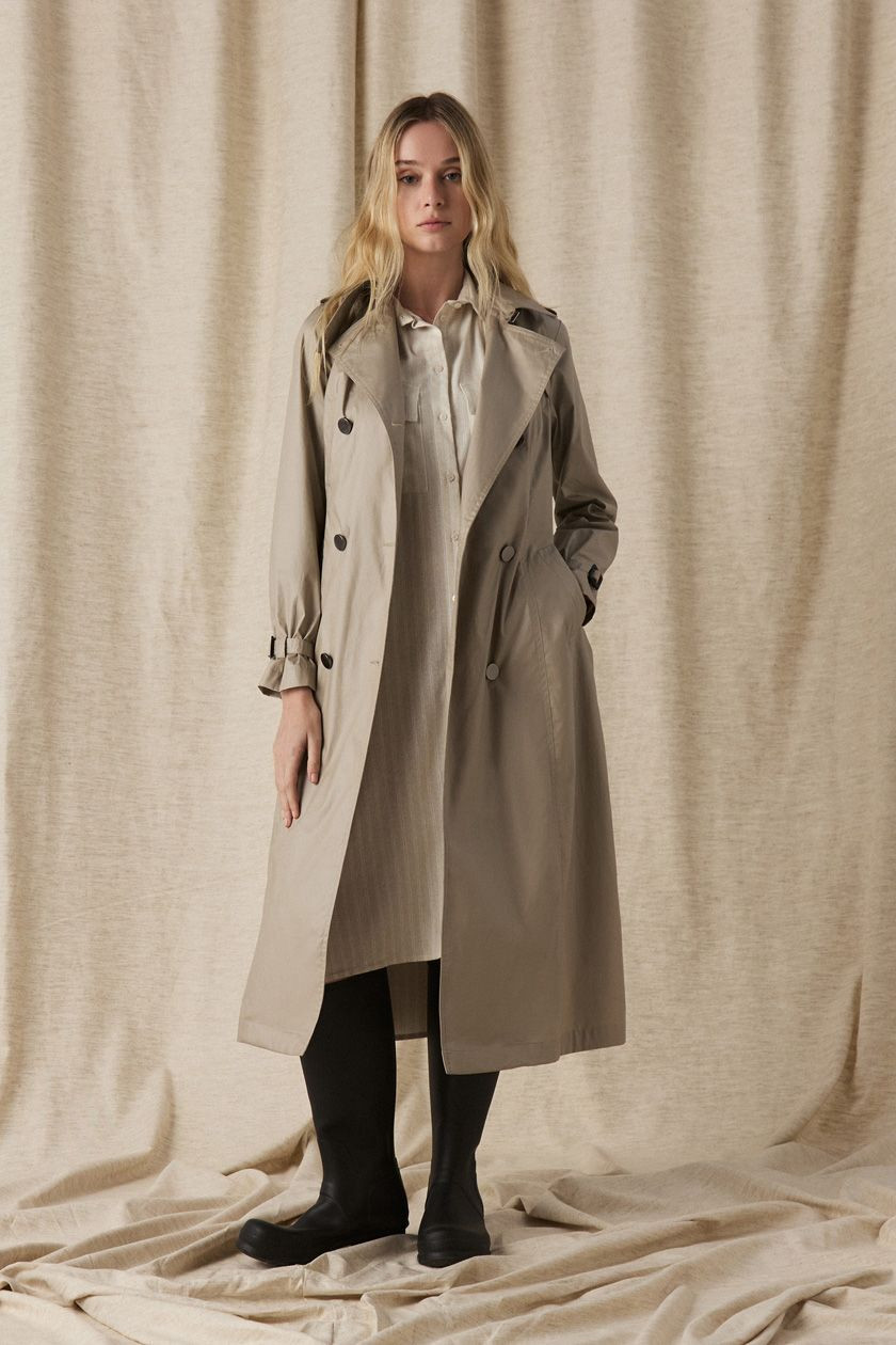 Transitional Style: Beige Trench Over Shirt Dress Transitional Style: Beige Trench Over Shirt Dress — Mothers Day Outfits 2027