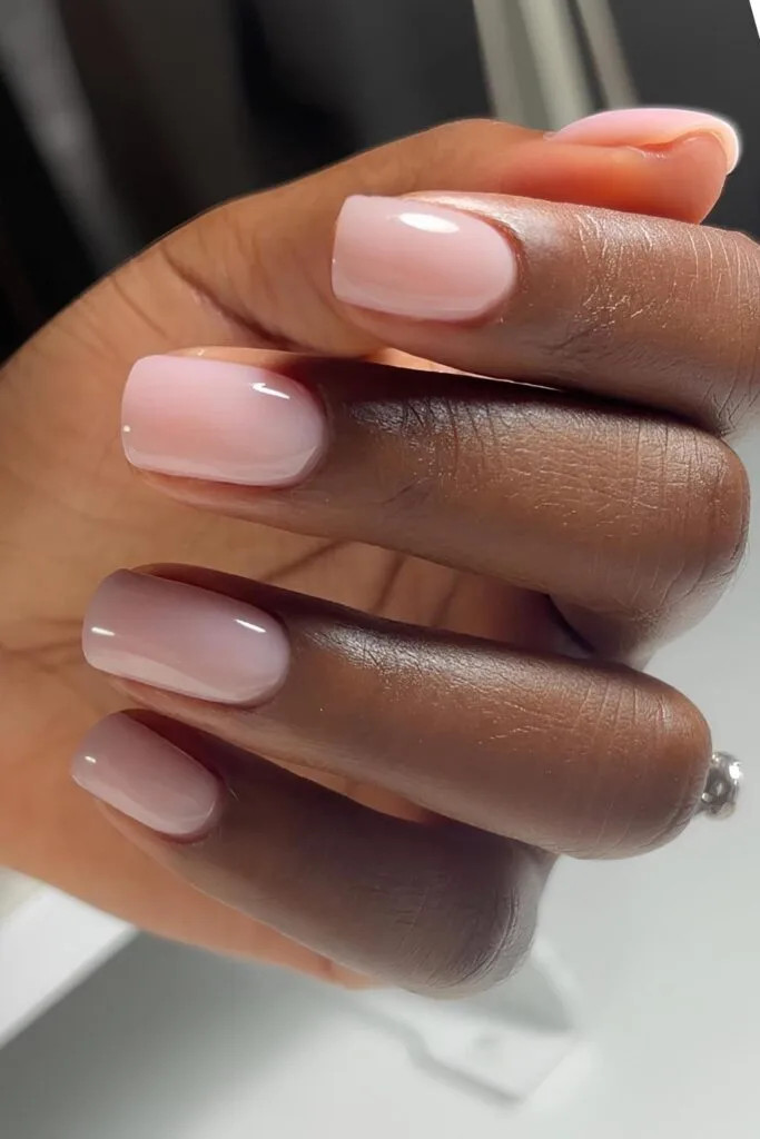 Sheer Milky Pink Glossy Short Squares — Baby Pink Nails 2027