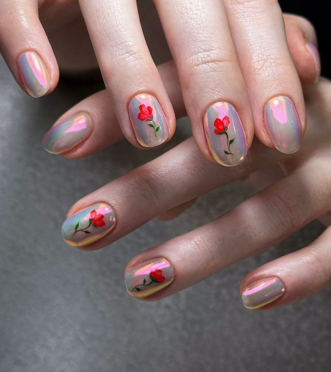 Iridescent Shifting Floral Nails Iridescent Shifting Floral Nails — Spring Floral Nails 2027