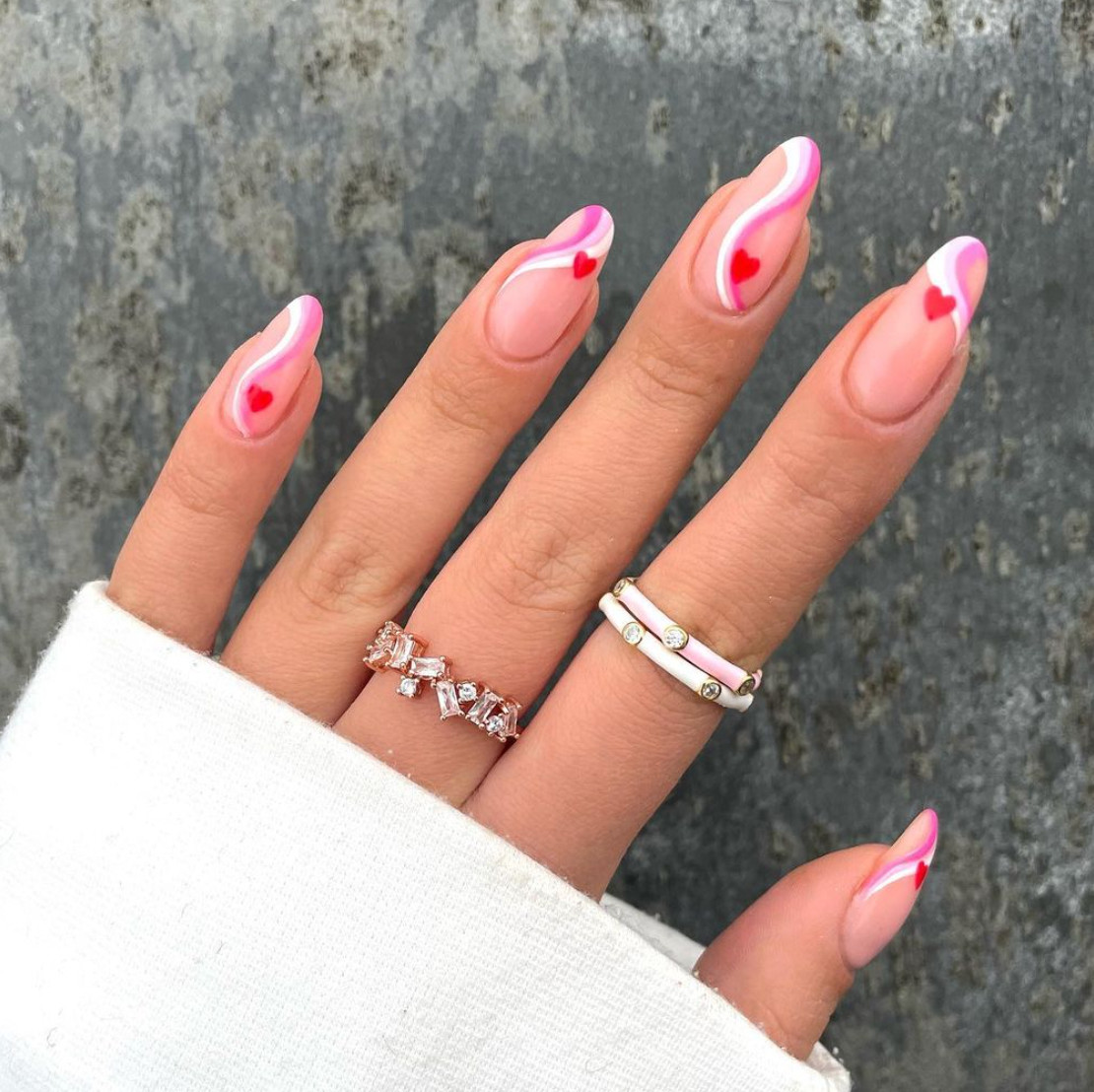 Pink White And Red Visual Idea Pink White And Red Visual Idea — Pink Valentines Nails 2027