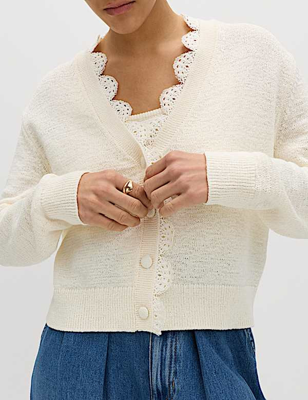 Cream Knit Cardigan with Lace-Trimmed Camisole — Vanilla Girl Outfits 2027