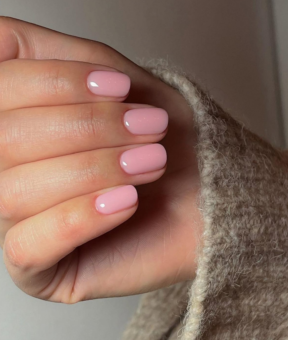 Opaque Pastel Pink Short Round Nails Opaque Pastel Pink Short Round Nails — Nails 2027 for Blondes