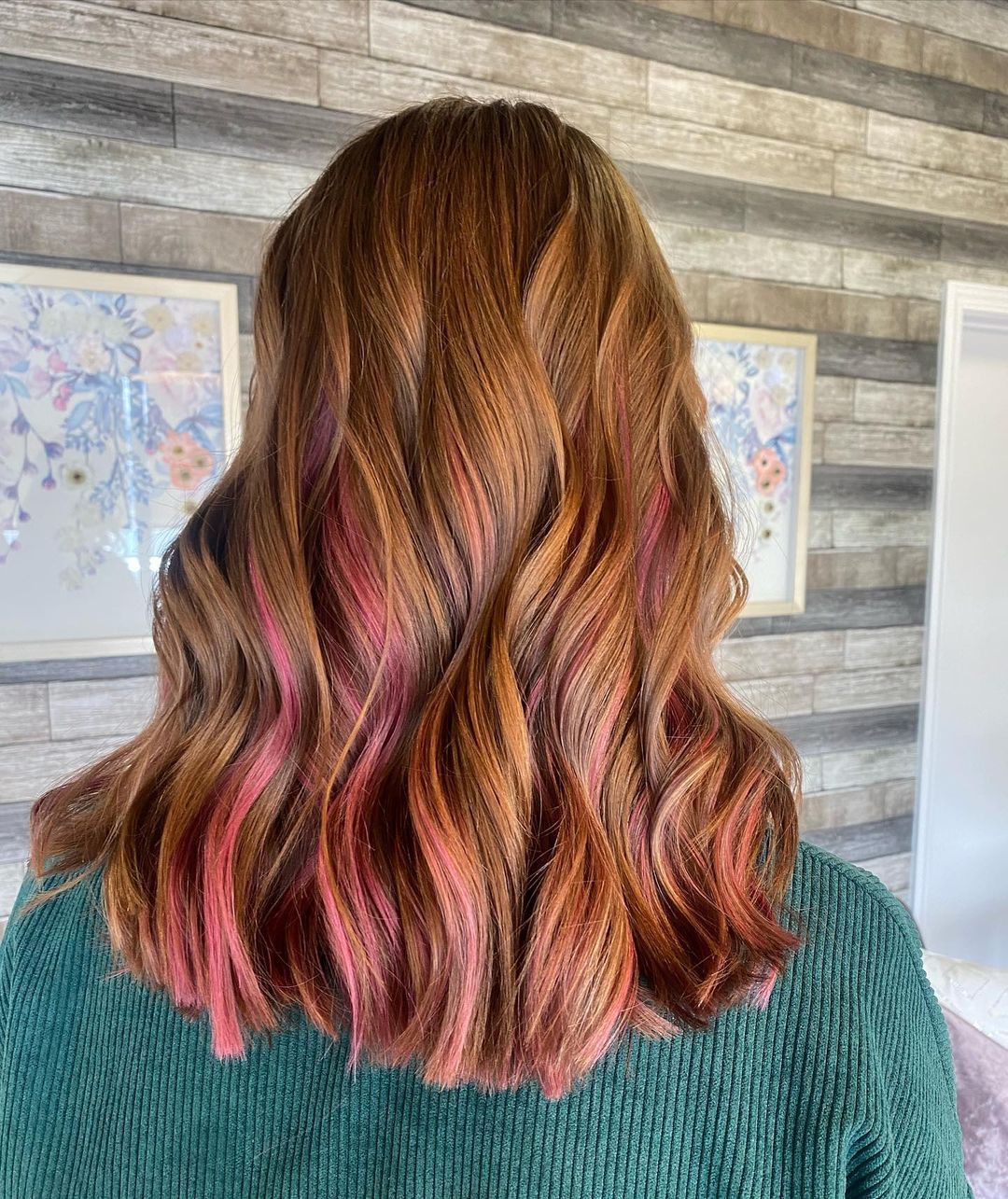 Medium Brown Base With Pink Streaks Visual Idea Medium Brown Base With Pink Streaks Visual Idea — Peekaboo Highlights 2027
