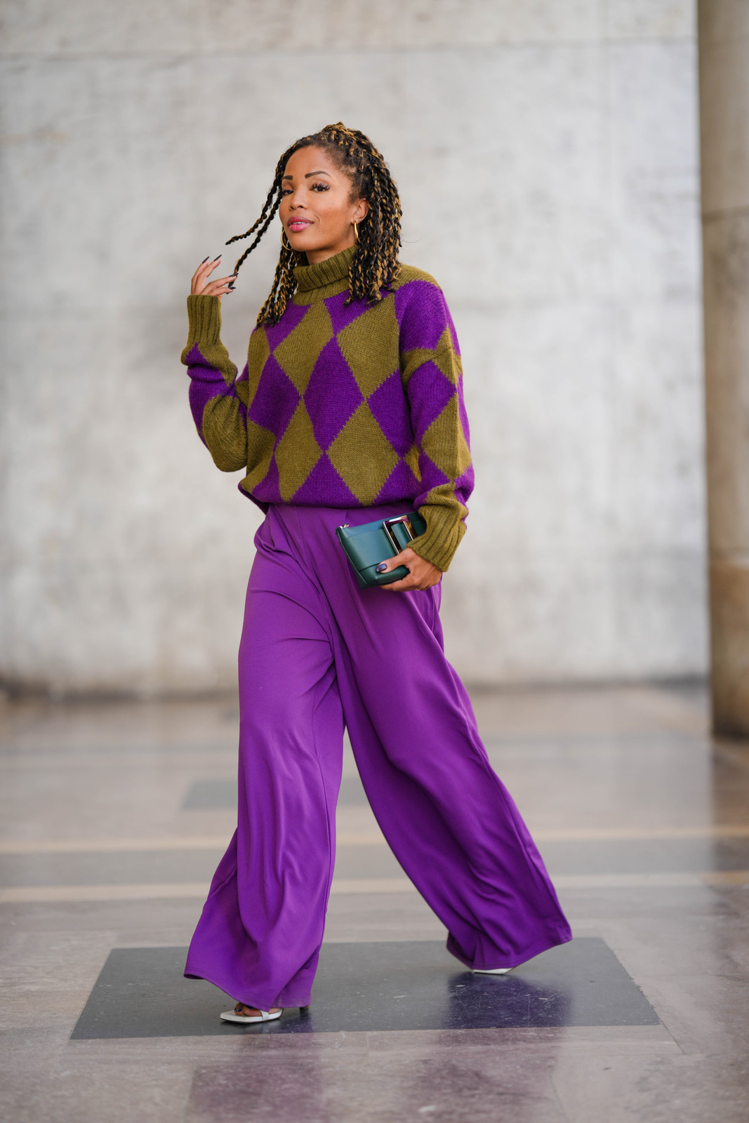 Purple and Olive Green Argyle Oversized Sweater Purple and Olive Green Argyle Oversized Sweater — Oversized Sweater Outfits 2027