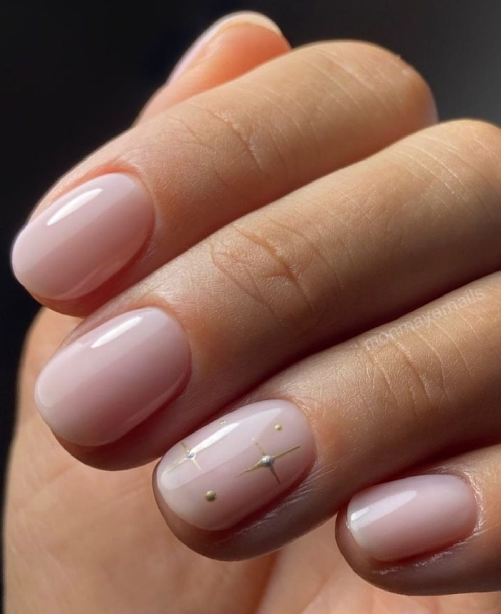 Gold Foil Accents And Small Gold Beads Visual Idea Gold Foil Accents And Small Gold Beads Visual Idea — Short Spring Nails 2027