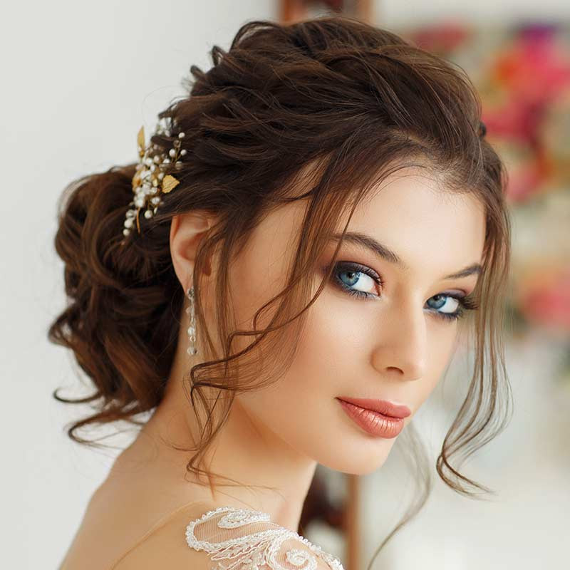 Shoulder Length Dark Brown Updo With Accessory — Bridesmaid Hairstyles 2027