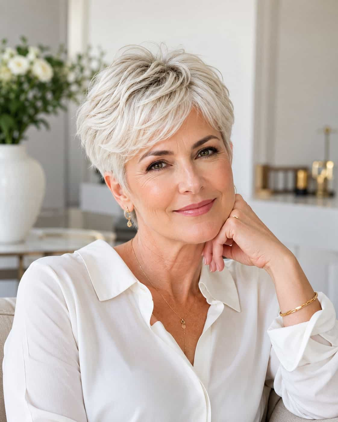 Soft Ash Blonde Layered Pixie Soft Ash Blonde Layered Pixie — Pixie 2027 for Women Over 70