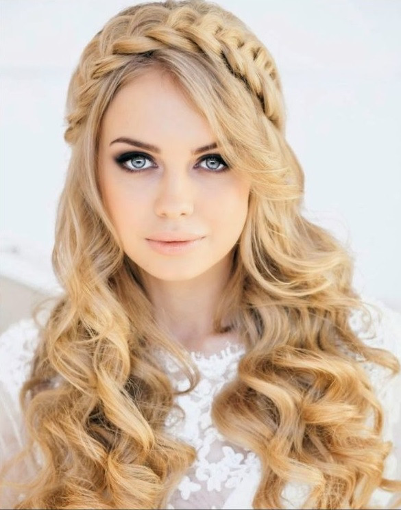 Long Braided Crown With Loose Curls — Headband Hairstyles 2027