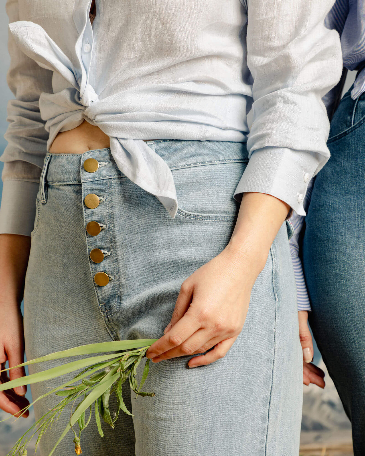 Waist Detail Focus: High-Waisted Jeans with Gold Button Fly Waist Detail Focus: High-Waisted Jeans with Gold Button Fly — High Waisted Jeans 2027