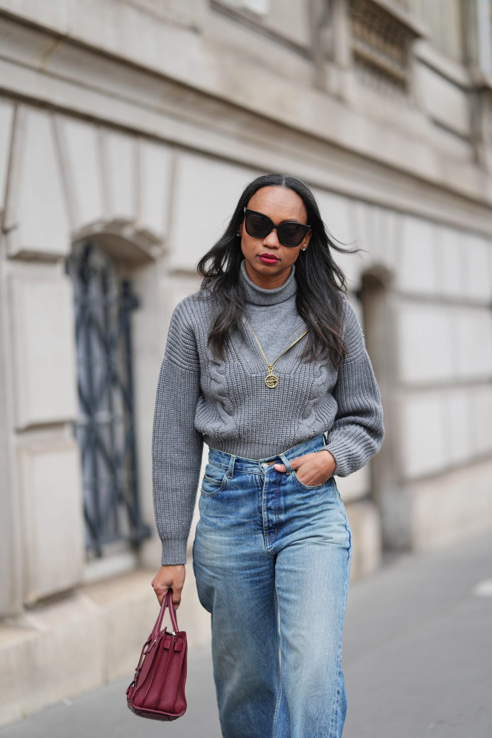 Grey Turtleneck with Knit Vest and Blue Jeans Grey Turtleneck with Knit Vest and Blue Jeans — Turtleneck Sweater Outfits 2027