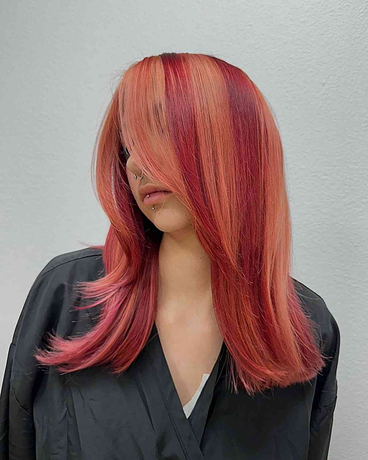 Red And Pink Color Blocking Visual Idea — Y2K Hair Color 2027