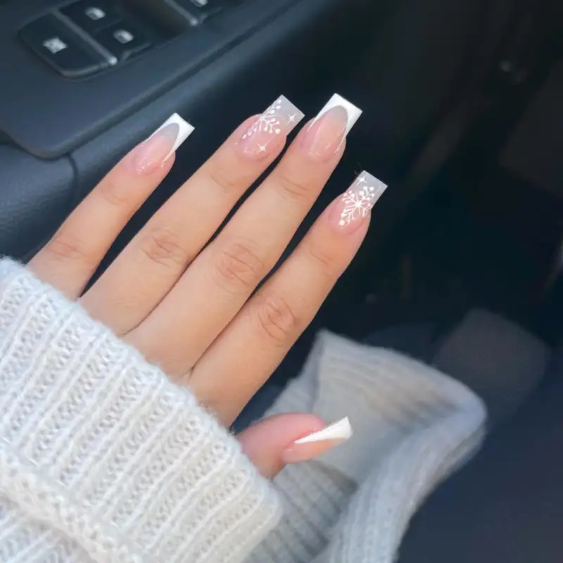 Nude French Snowflake Decals Nude French Snowflake Decals — Easy Christmas Nails 2026