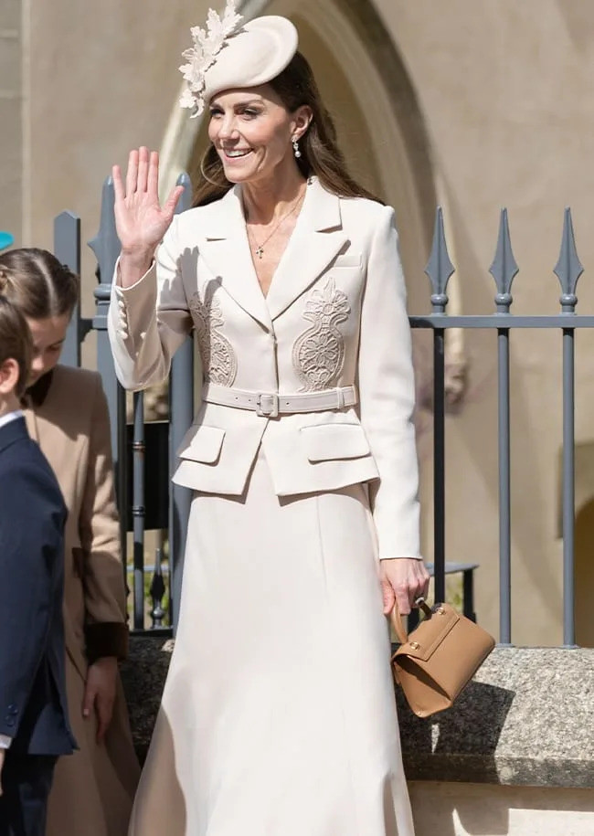 Cream Tailored Suit with Embroidered Jacket and Fascinator Cream Tailored Suit with Embroidered Jacket and Fascinator — Easter Church Outfits 2027