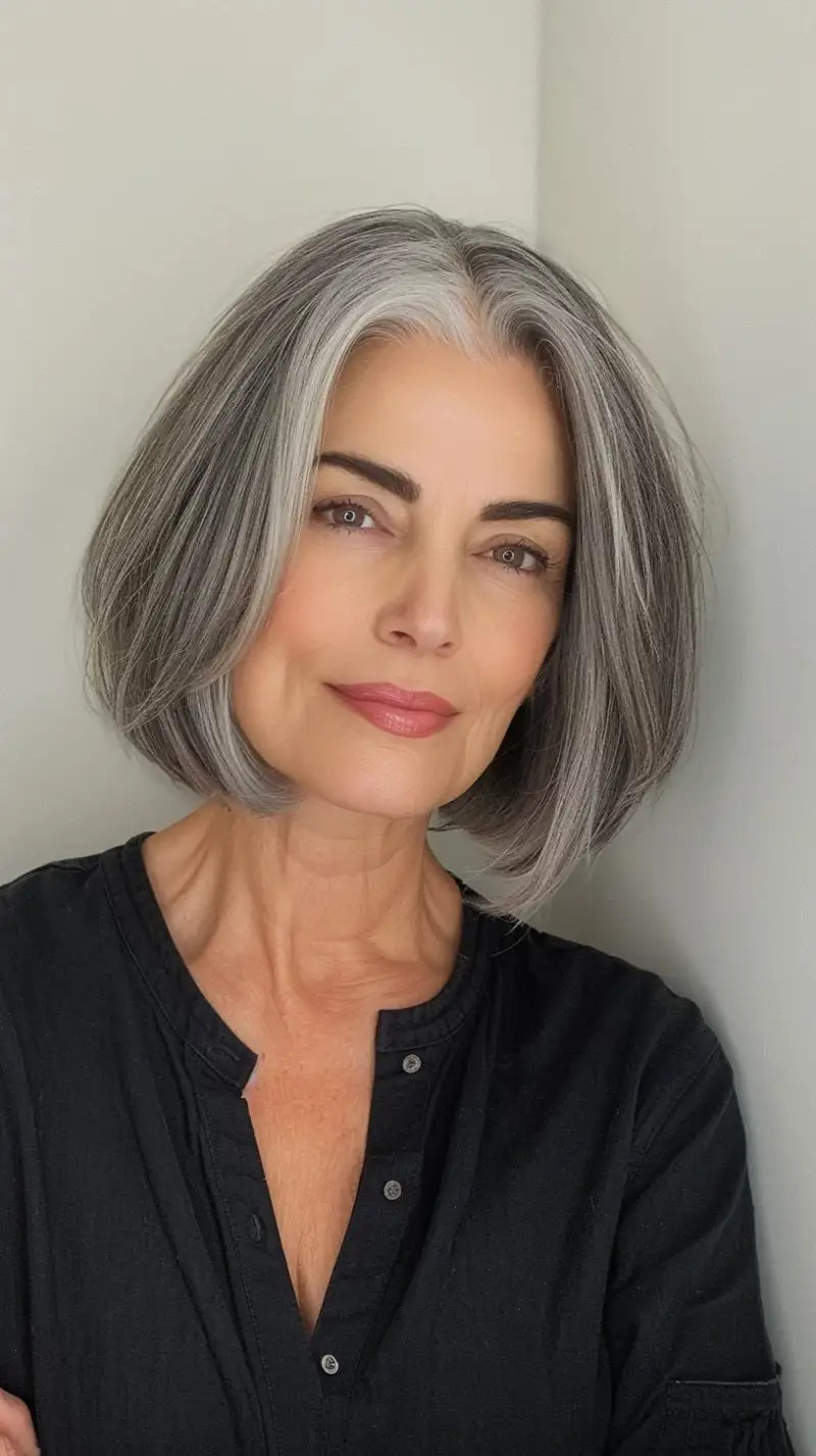 Chin Bob With Subtle Face-Framing Layers Chin Bob With Subtle Face-Framing Layers — Bob 2027 for Gray Hair