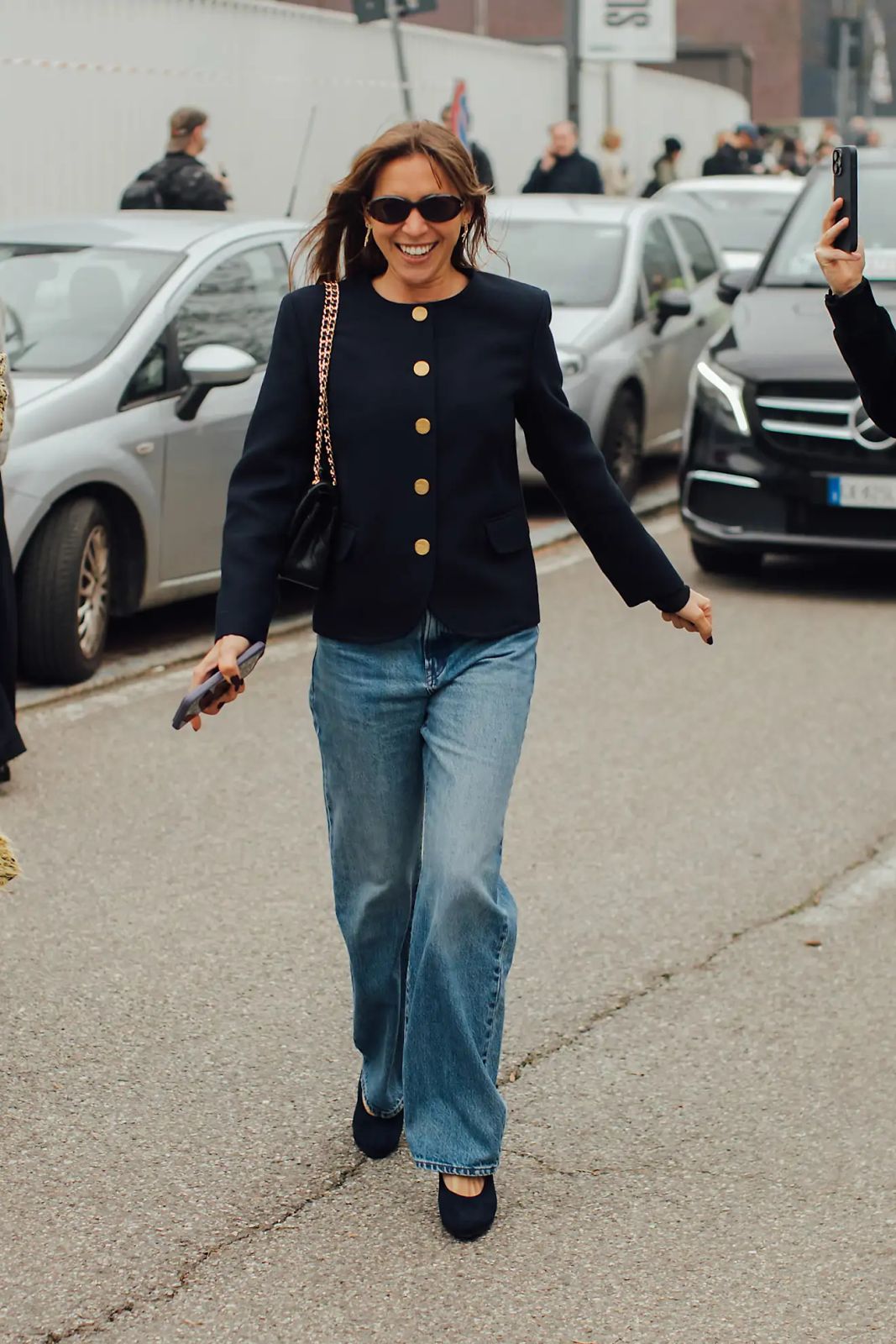 Navy Blazer and Wide-Leg Jeans for City Polish Navy Blazer and Wide-Leg Jeans for City Polish — Italy Outfits 2027