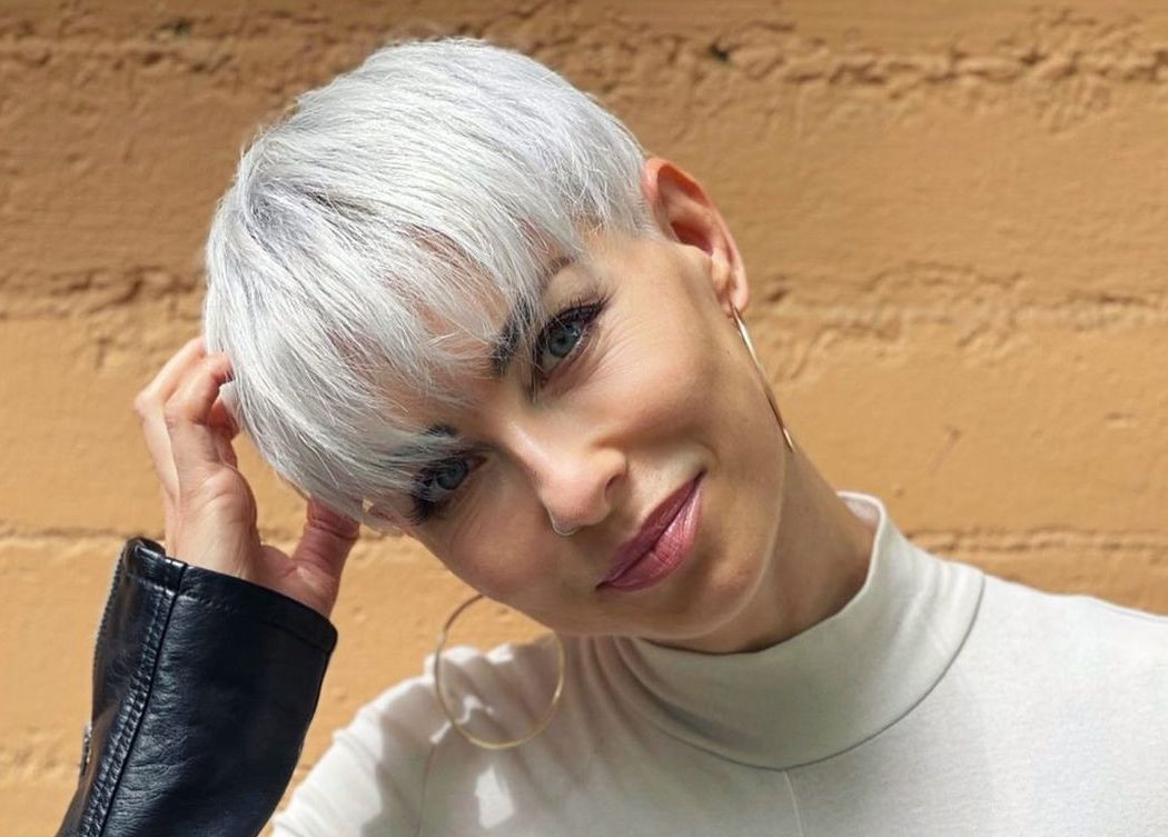Smooth Ash Blonde Side Part Pixie — Work Pixie 2027