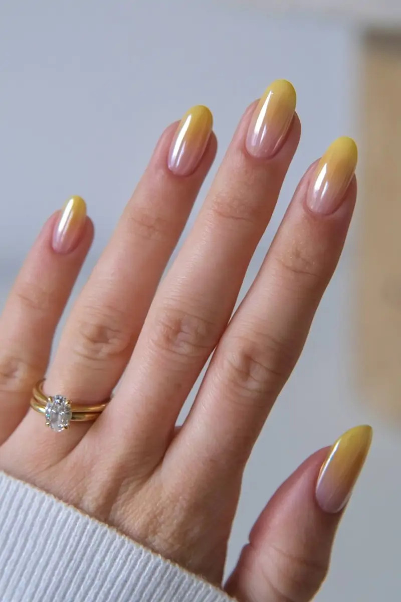 Sheer Nude To Yellow Pearlescent Nails — Aura Nails 2027