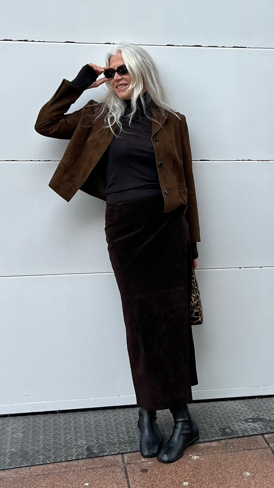 Chic Chocolate Brown Suede Jacket and Maxi Skirt Chic Chocolate Brown Suede Jacket and Maxi Skirt — Chocolate Brown Outfits 2027
