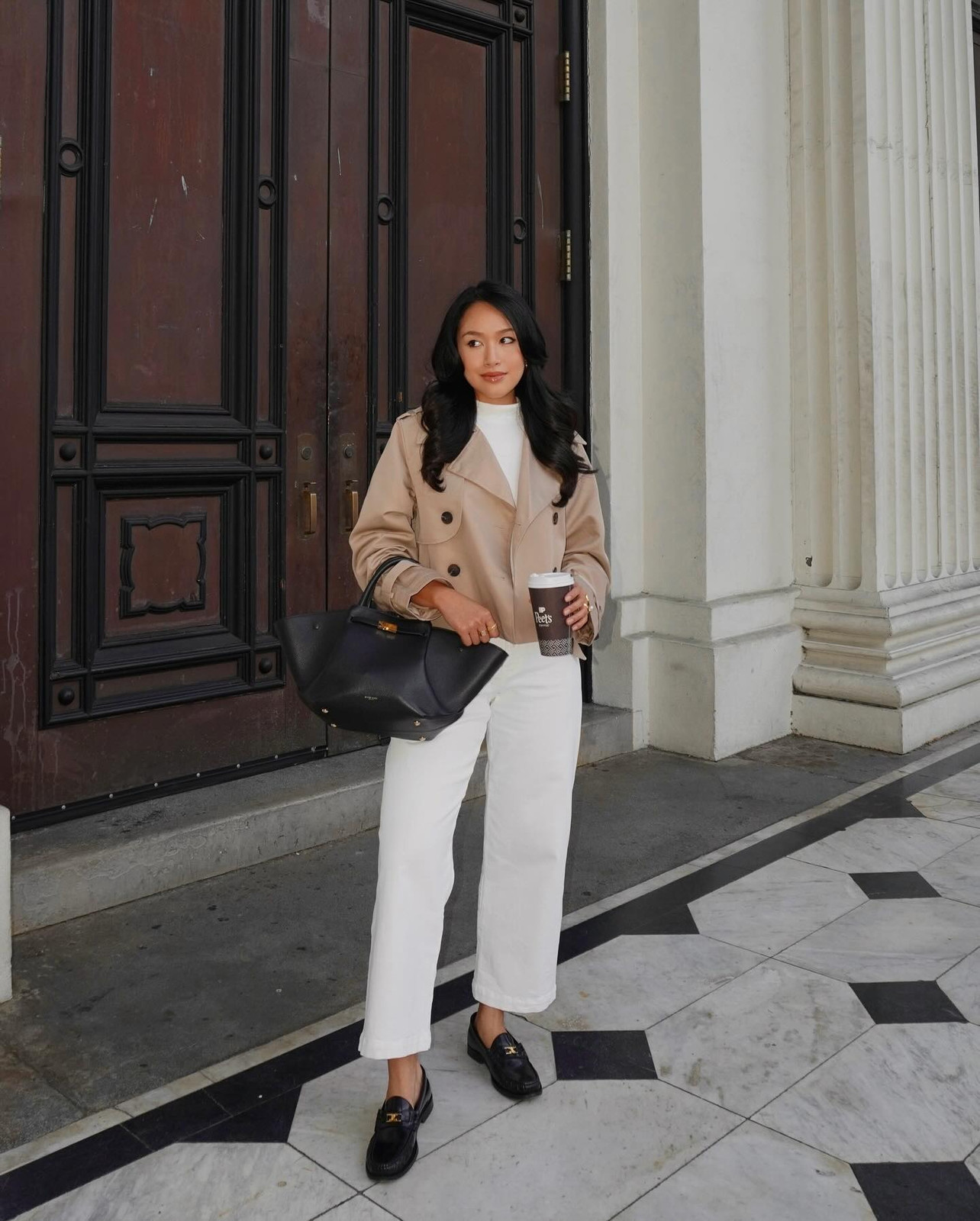 Modern Proportions: Loafers with Cropped Jacket and Wide Trousers Modern Proportions: Loafers with Cropped Jacket and Wide Trousers — Loafer Outfits 2027