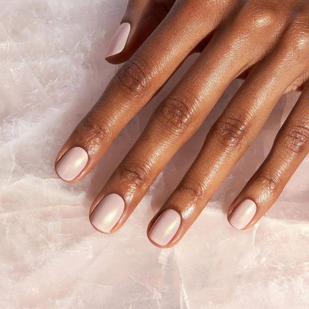 Milky Pearlescent Pale Pink Almond Nails — Nails 2027 for Brown Skin