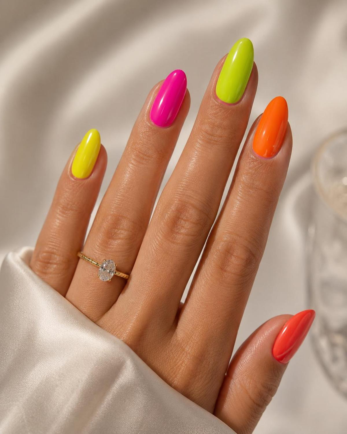 Neon Rainbow Oval Nails Neon Rainbow Oval Nails — Bright Summer Nails 2027