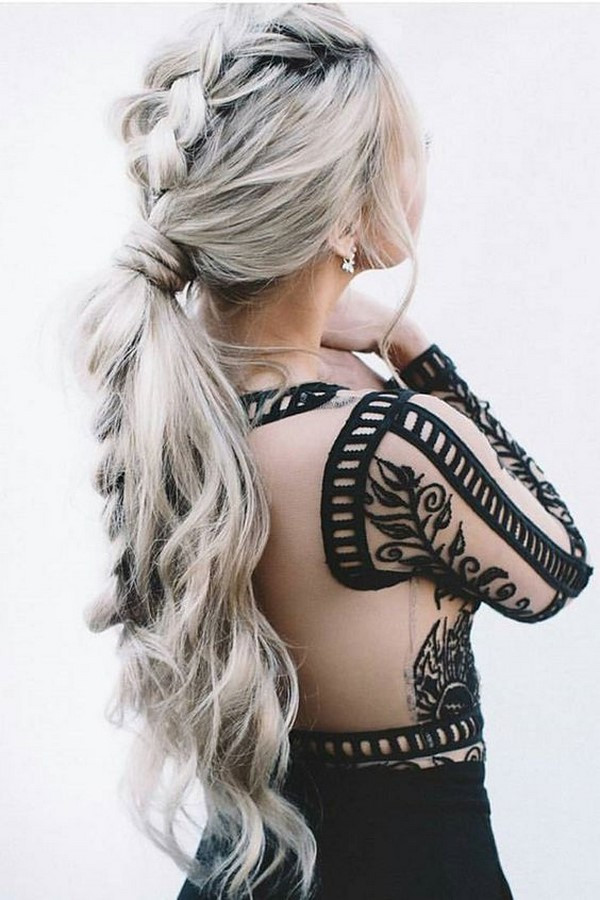 Ash Blonde Braided Ponytail with Waves Ash Blonde Braided Ponytail with Waves — Junior Prom Hairstyles 2027