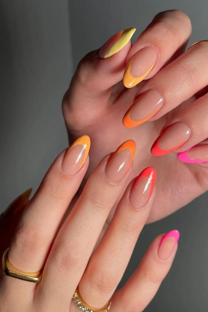 Abstract French Tips In Neon Colors Visual Idea Abstract French Tips In Neon Colors Visual Idea — Summer French Tip Nails 2027