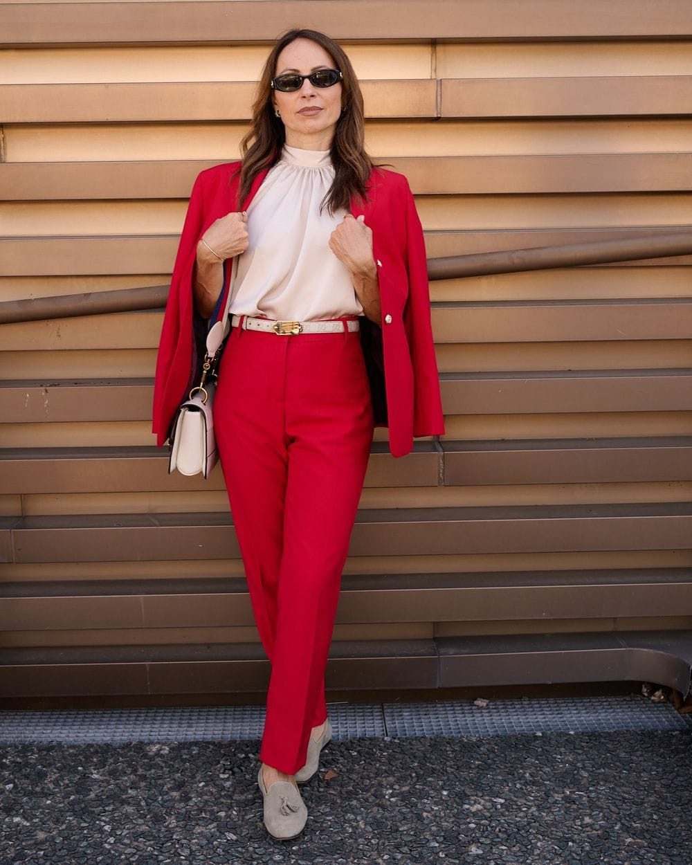 Bold Red Suit with Cream Blouse: Confident Networking Ensemble Bold Red Suit with Cream Blouse: Confident Networking Ensemble — Networking Outfits 2027