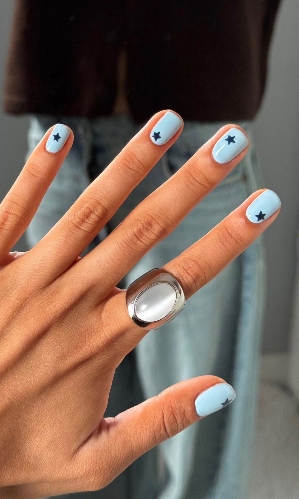Small Black Star Decals On All Nails Visual Idea Small Black Star Decals On All Nails Visual Idea — Short Spring Nails 2027