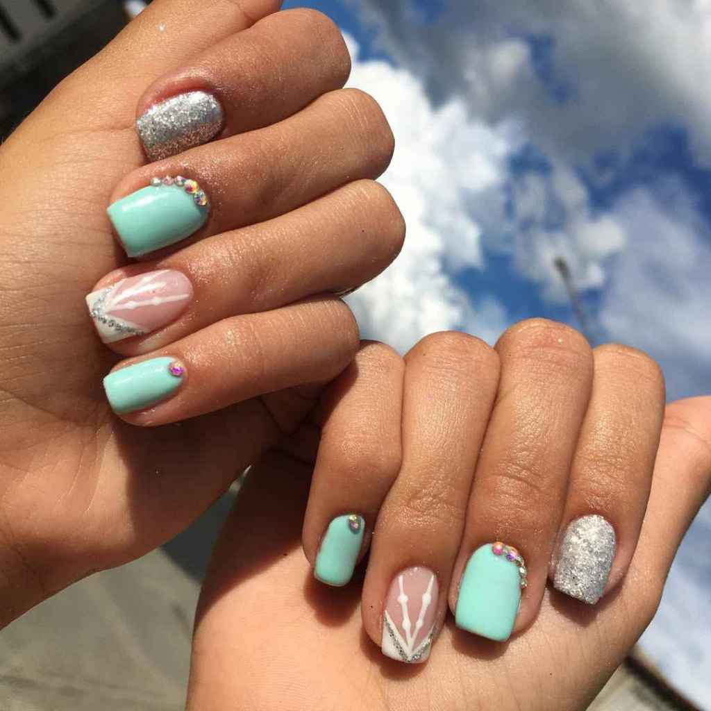 Mint Geometric Beach Art Mint Geometric Beach Art — Hawaii Nails 2027