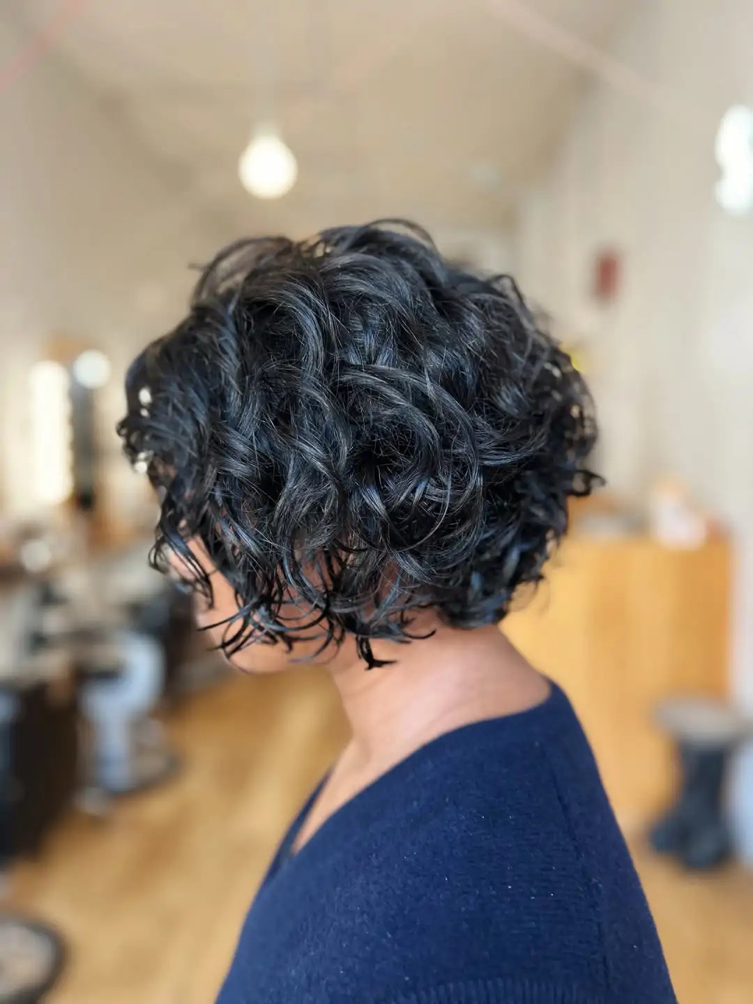 Asymmetrical Grey Bob, Air Dried Asymmetrical Grey Bob, Air Dried — Curly Bob 2027