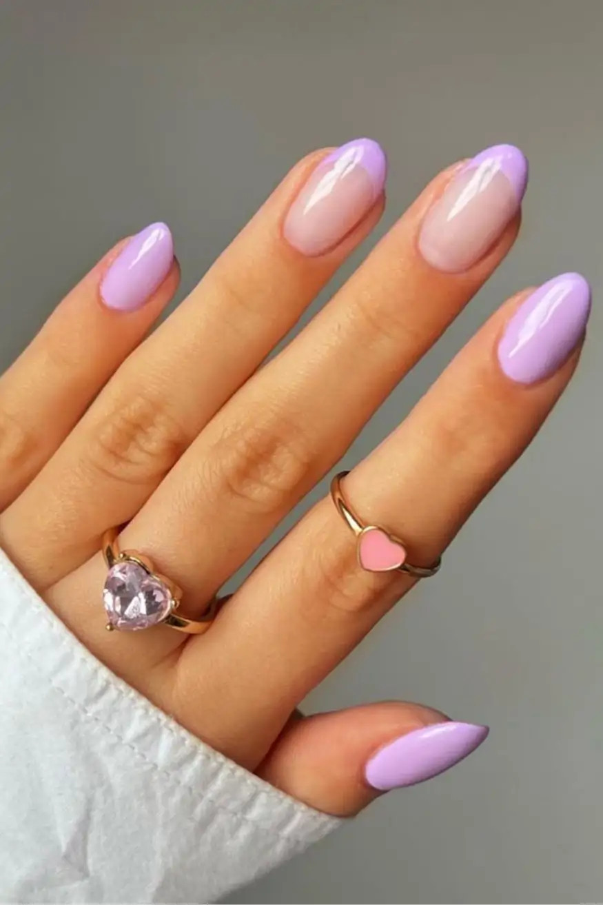 Lavender French Tips on Sheer Nude Lavender French Tips on Sheer Nude — Pastel Nails 2027 for Pale Skin
