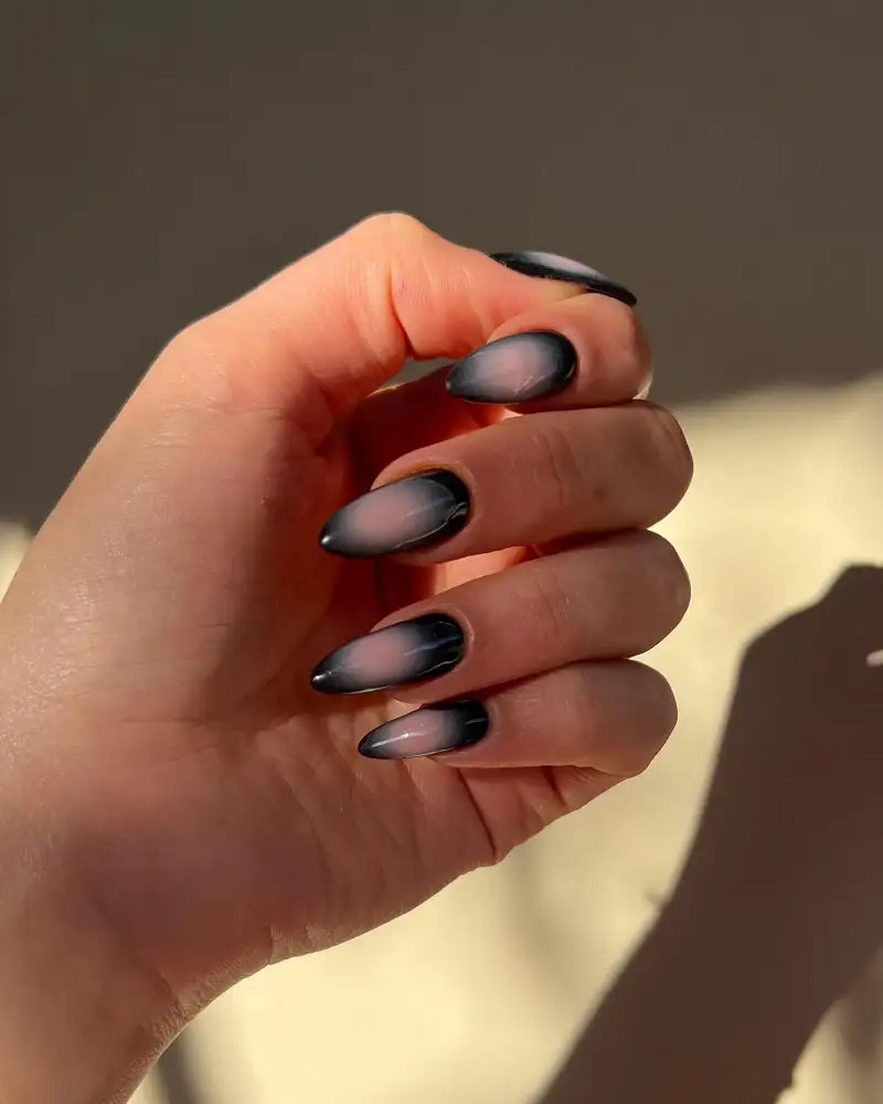 Soft Black to Milky White Ombre Soft Black to Milky White Ombre — Dark Nails 2027
